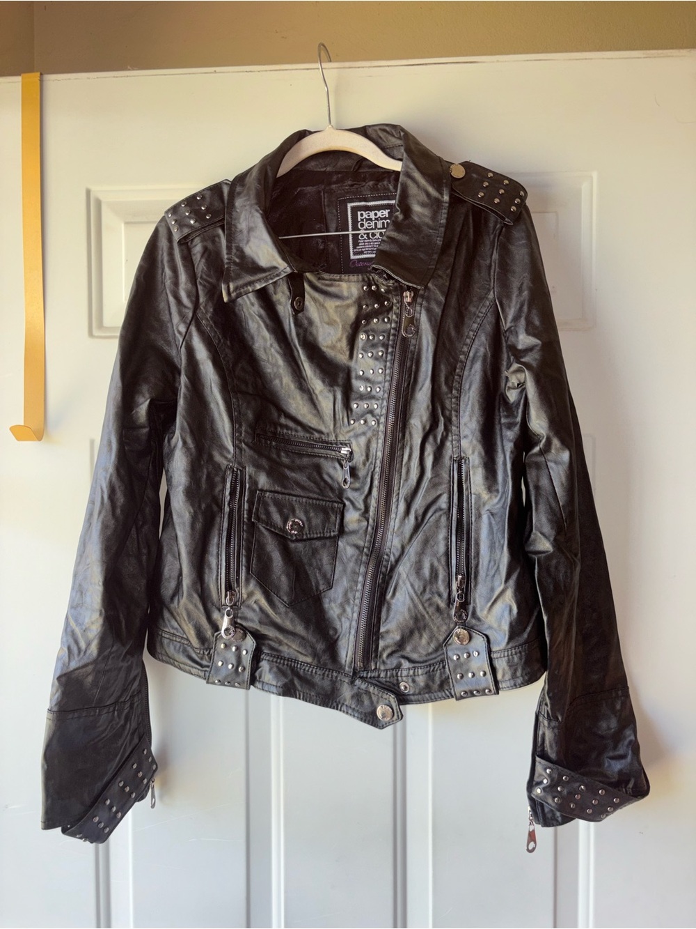Paper Denim & Cloth Y2K black biker jacket size L